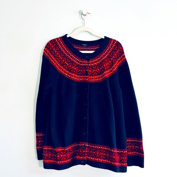 Talbots - Fair Isle Cardigan - Blue & Red - Picture 1 of 8